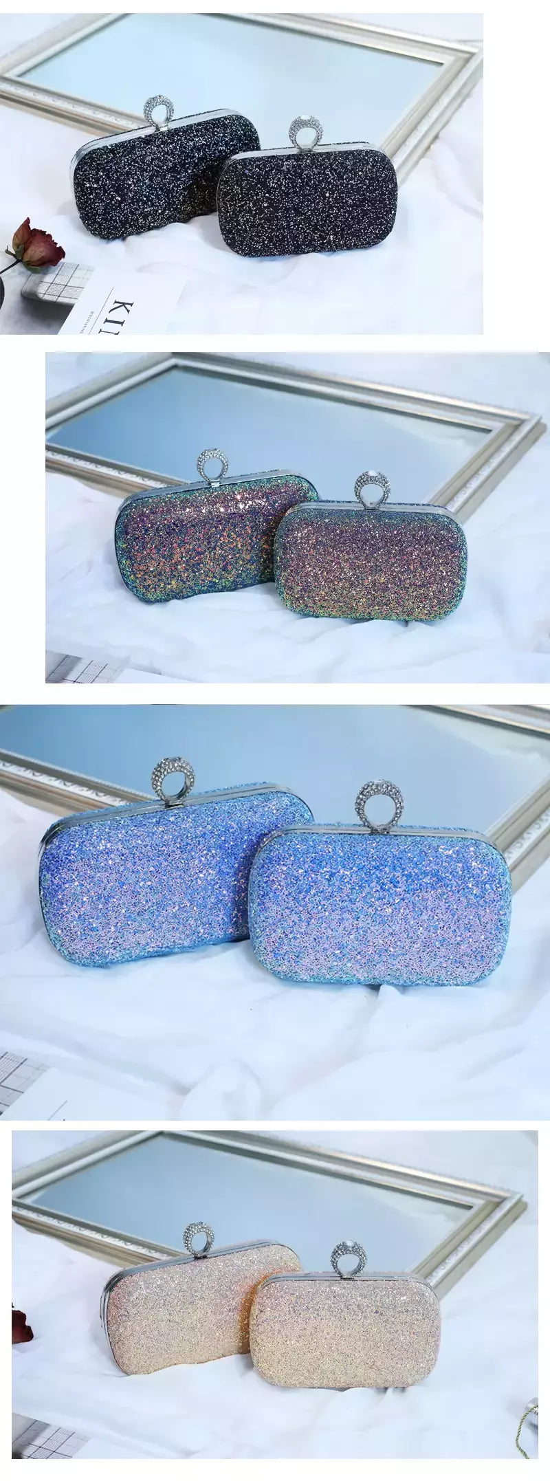Evening Pink Clutch Purse Mulheres Bling Lantejoulas Bolsas 2023 Novo Designer De Moda Saco De Telefone De Luxo Crossbody Pequeno Saco De Designer