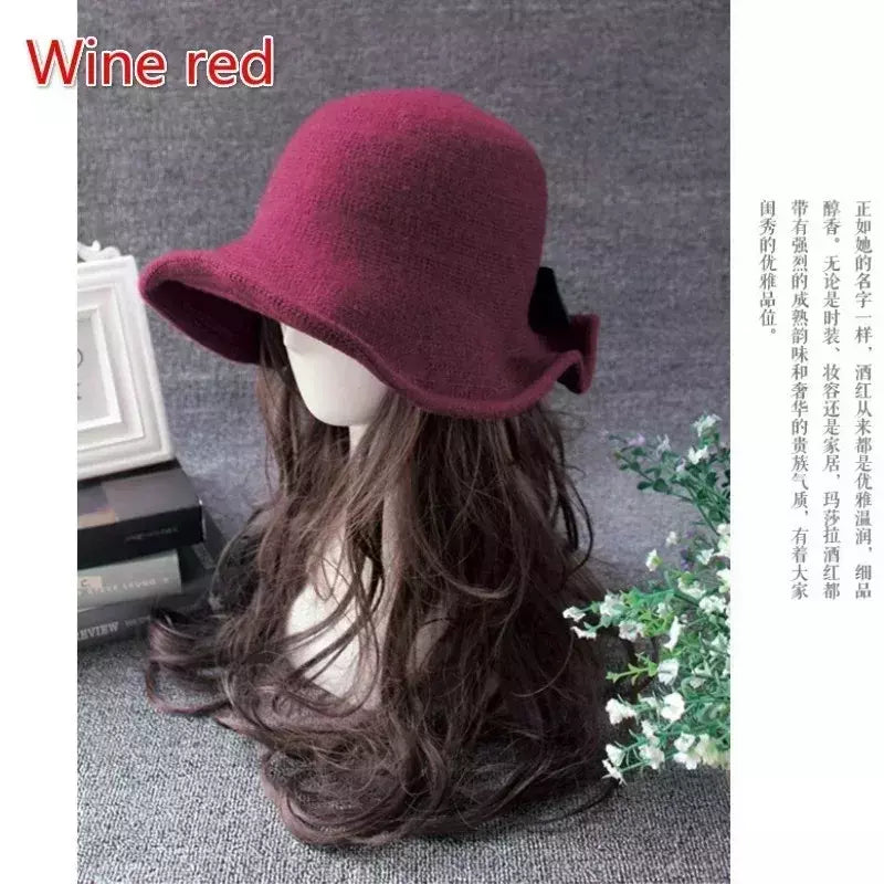 Chapéu de lã de bowknot vintage feminino, Fedoras para senhoras, cúpula de feltro para casamento Igreja Jazz, boné feminino elegante, outono e inverno