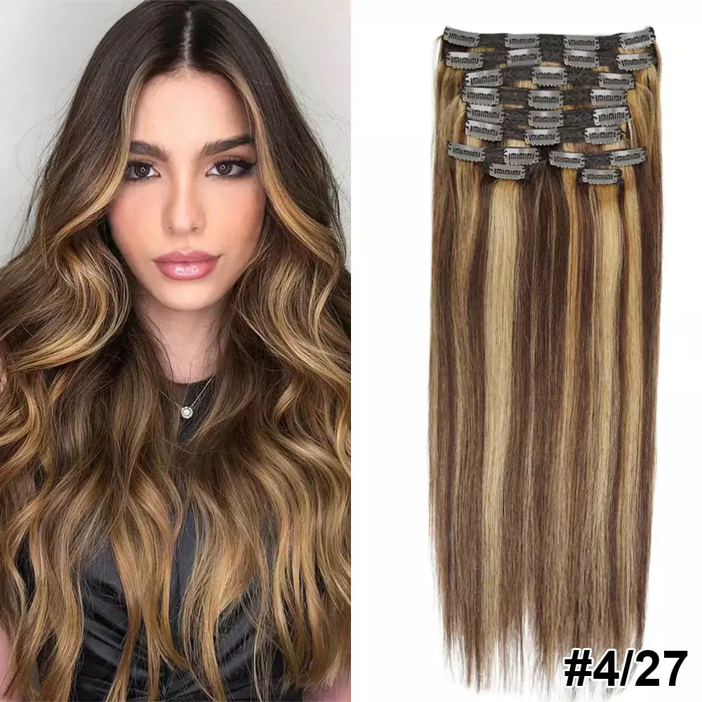 Doreen 160g 200g 240g série de volume máquina brasileira remy clipe reto em extensões de cabelo humano cabeça cheia 10 pçs 16 a 24 Polegada