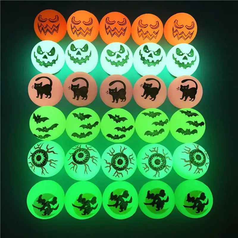 100/10 pçs halloween brilho no escuro bolas saltando brinquedo crianças truque ou deleite presente goodie saco enchimento festa de halloween favores fornecimento