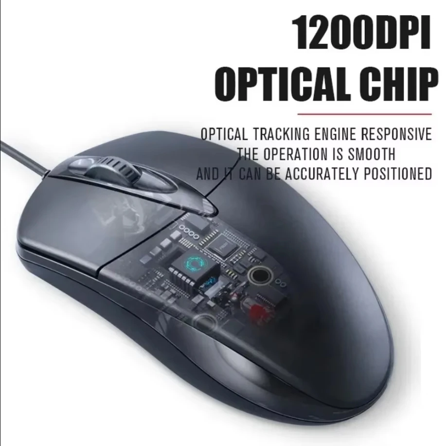 Usb óptico com fio mouse portátil escritório em casa mouse rolo anti deslizamento 3d 1200dpi jogo mause acessórios do computador para pc desktop