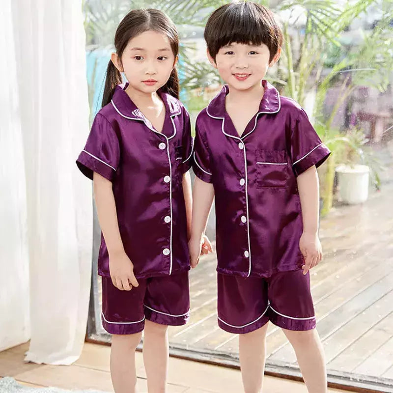 Conjunto de pijamas de botão infantil, pijamas de seda para meninas, pijamas infantis de Natal, criança, pijamas cetim bebê, espreguiçadeira