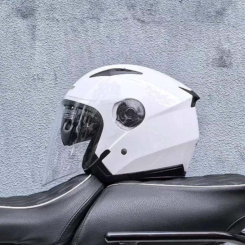 Capacete de motocicleta masculino feminino quatro estações capacete para motocicleta cascos para moto lente dupla corrida meia capacete