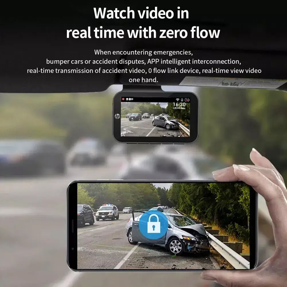 Hp câmera do carro dash cam câmera 2k hd visão noturna wifi dvr vídeo loop monitoramento de estacionamento carro dashcam auto