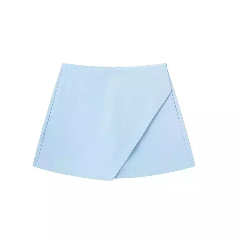 ASDS-Calções de Cintura Alta Feminina, Saias Assimétricas de Zíper Lateral, Monocromáticas, Preto, Branco, Mini, Moda Verão