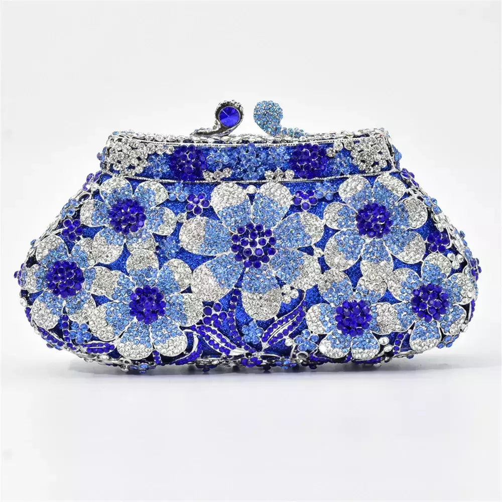 Bolsa de casamento nupcial cristal bling para mulheres, forma de flor, bolsa diamante, bolsas de luxo, moda bolsa de baile, nova