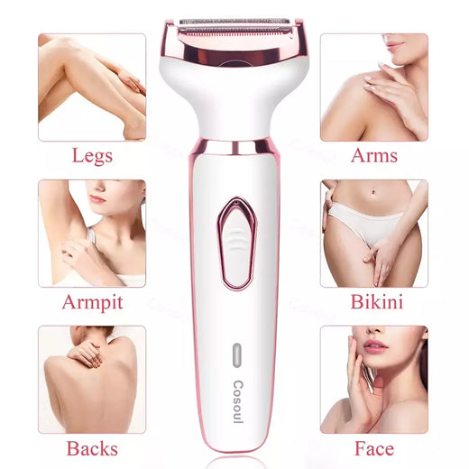 Barbeador elétrico para mulheres, barbeador aparador de cabelo para rosto, barba, bigode, axila, braço, biquíni, perna, barbeador portátil indolor 4 em 1, recarregável, máquina de cortar cabelo corporal sem fio