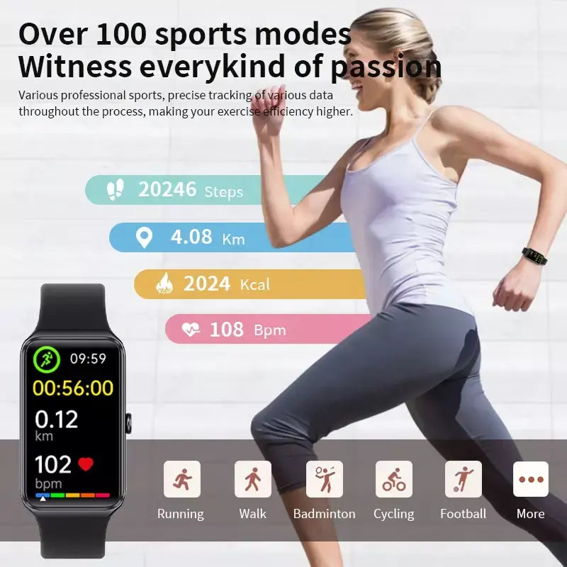Xiaomi 2025 1.47 ''HD Relógio Inteligente Feminino Esportes Pulseira de Fitness Termômetro Monitor de Saúde À Prova D 'Água Mulheres Smartwatch