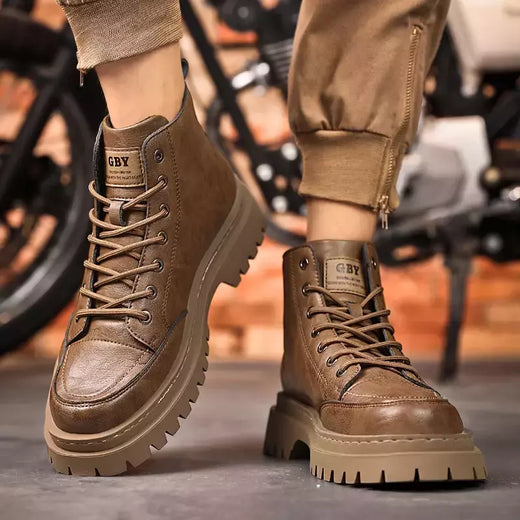 Botas Chukka de couro impermeáveis para homens, Botas Oxford Casual Lace Up Ankle, Sapatos de vestido diário