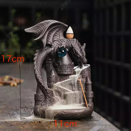 Handmade cerâmica incenso queimador, Retro Zen incenso vara titular, Dragon Cachoeira, Backflow Censer, Sala de estar artesanato ornamento