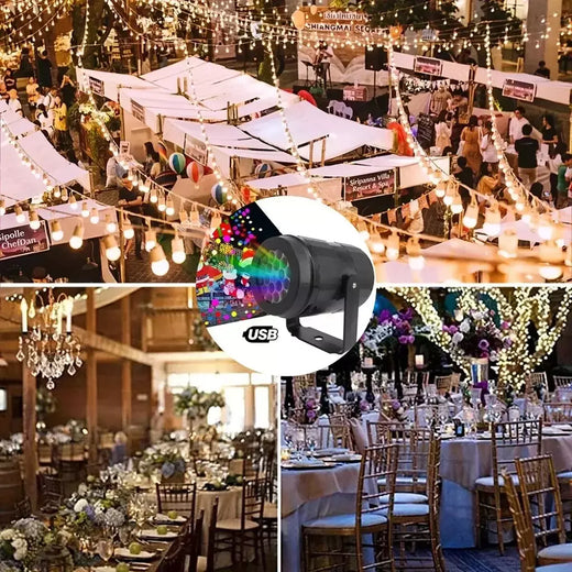 Projetor Laser LED Snowflake, impermeável Girando Luzes Do Palco, Decoração De Natal, 16 Padrões