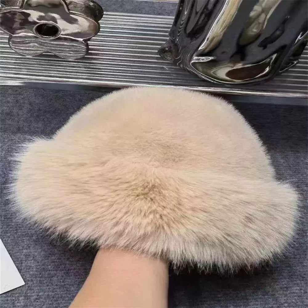Chapéu de pele de vison feminino, grosso e quente chapéu de pescador, boné mongol, moda feminina coreana, novo, inverno