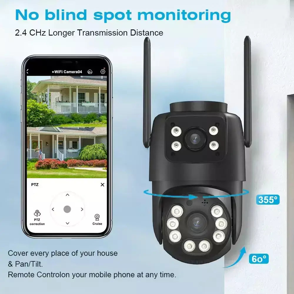 BELIA 4K 8MP Câmera de vigilância WiFi, zoom digital 4X, câmera IP PTZ ONVIF lente dupla, detecção humana AI, segurança externa ICSEE