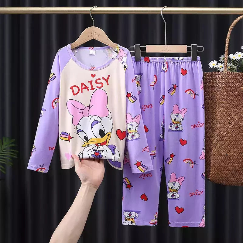 Crianças Minnie Elsa Duck Pijamas dos desenhos animados, roupas infantis para casa, conjuntos para meninos e meninas, terno de viagem, casual, novo, 2 peças por conjunto