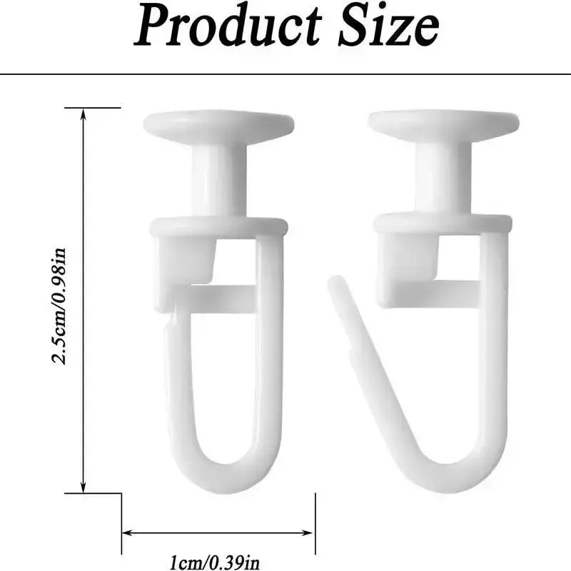 Ganchos de cortina para Plissado Lápis, Forma Glider, Janela Cortina Runners, Cortinas de suspensão Acessórios, Ganchos de plástico, 100 Pcs, 200 Pcs