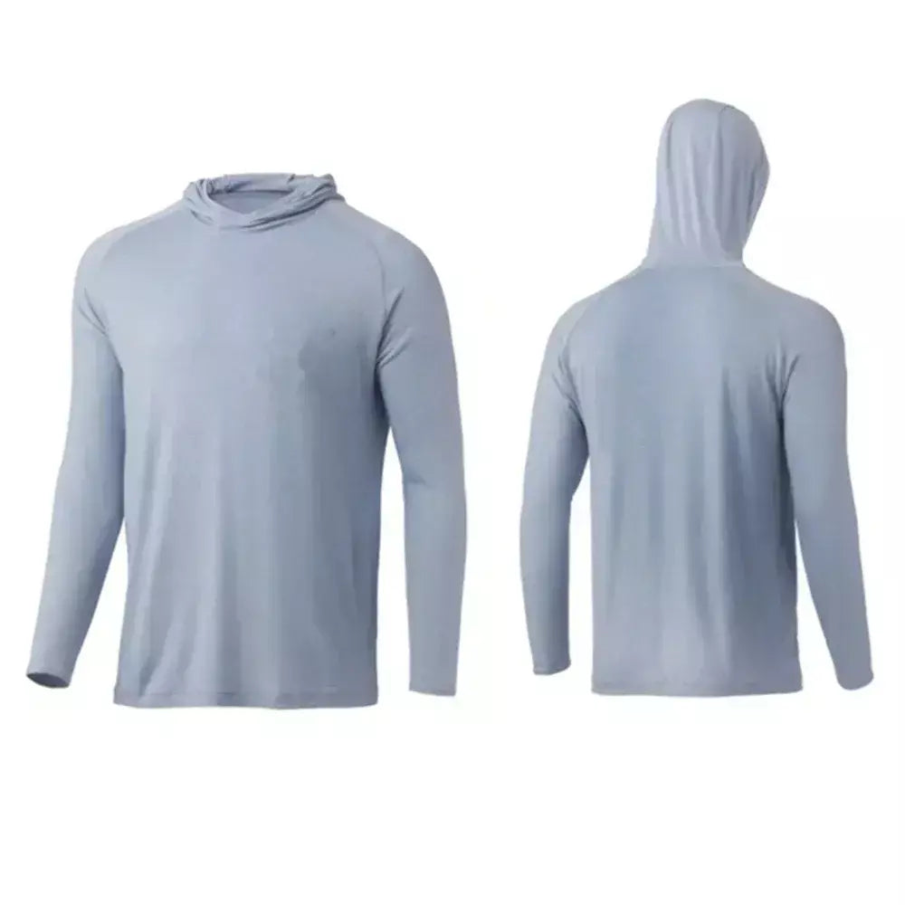 Huk vestuário de pesca roupas masculinas manga longa camiseta de pesca proteção solar uv respirável com capuz pesca
