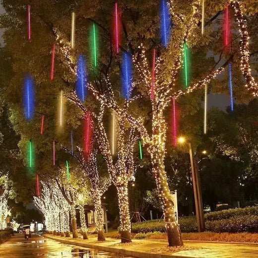 LED Meteor Shower Rain Lights Fairy String Light Impermeável Queda de chuva Festa de Natal Decoração de pátio 30cm