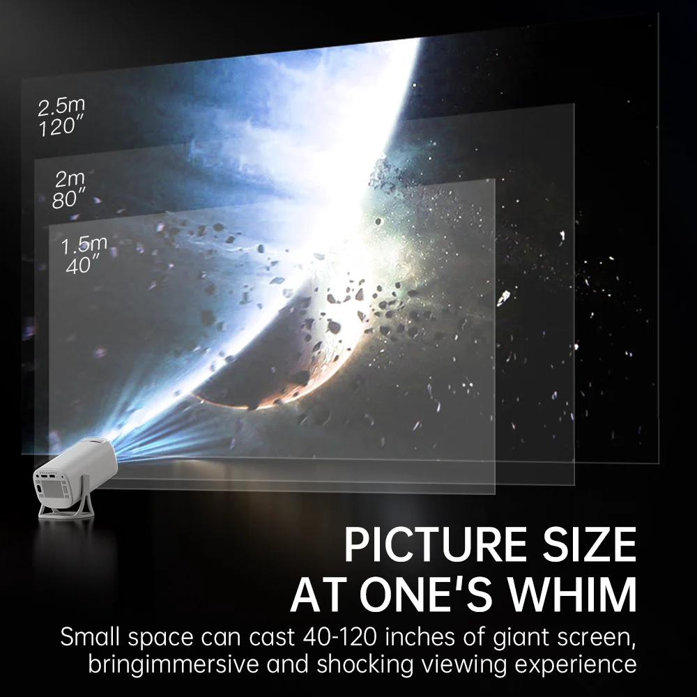 HONGTOP S40 Android 11 Mini Projetor Suporte 4K 1080P 2.4G/5GWIFI BT5.0 Projetor 1280*720P Projetor Portátil de Cinema em Casa