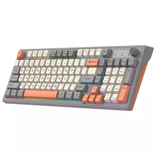 Teclado sem fio multifuncional, Luz do arco-íris, 2.4G, Bluetooth, Conexão de modo duplo, Adequado para computador e laptop, 98 teclas