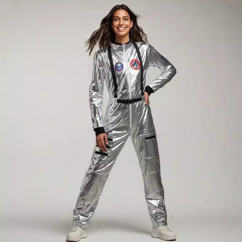 Masculino feminino zíper bordado aventura astronautas terno cosplay traje conjunto qualidade premium festa de halloween desempenho palco