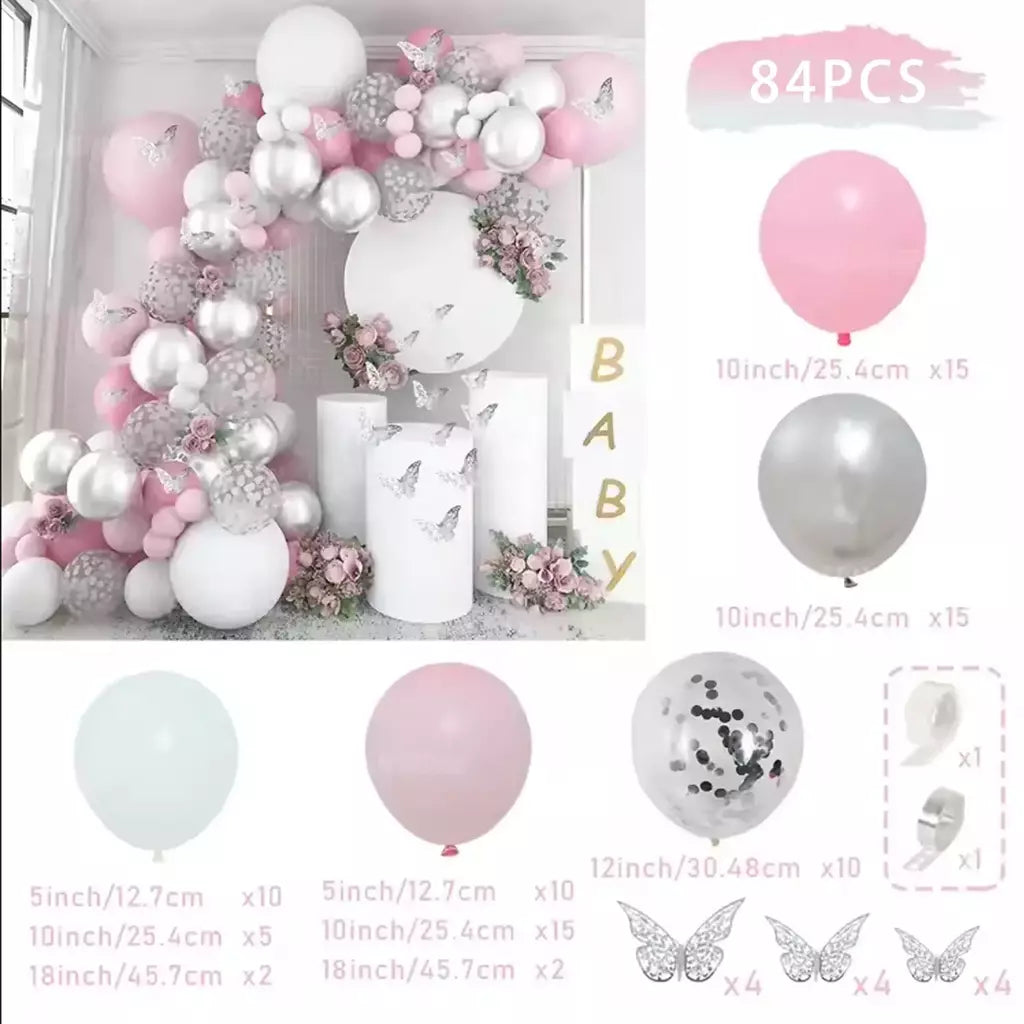 Conjunto de arco de guirlanda de balão multicolorido rosa e azul, decoração de festa de aniversário, suprimentos para festa de casamento