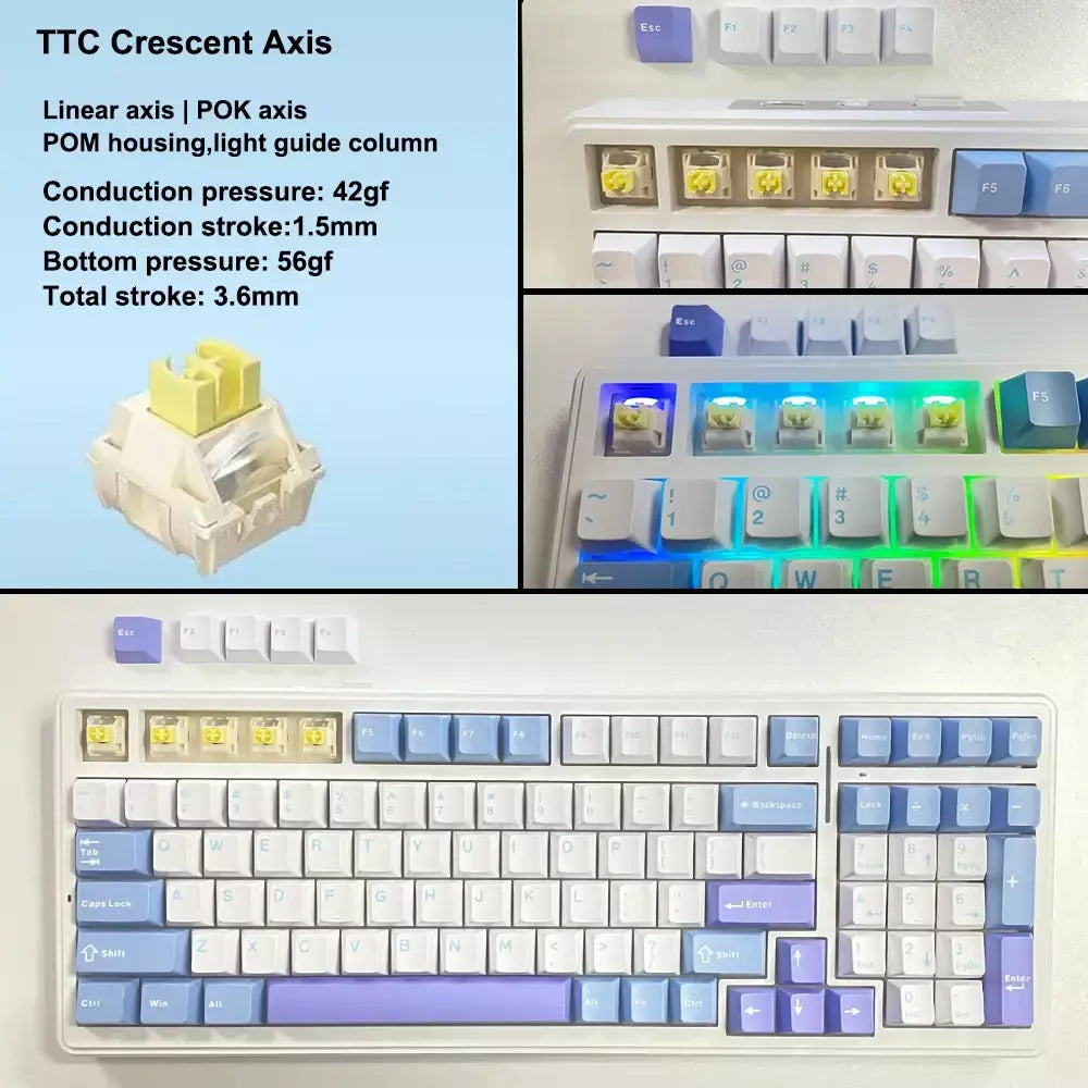 Aula f99 teclado mecânico para jogos, três modos, 2.4g, sem fio, bluetooth, com fio, troca quente, junta pbt, rgb para jogos, digitação, 99 teclas
