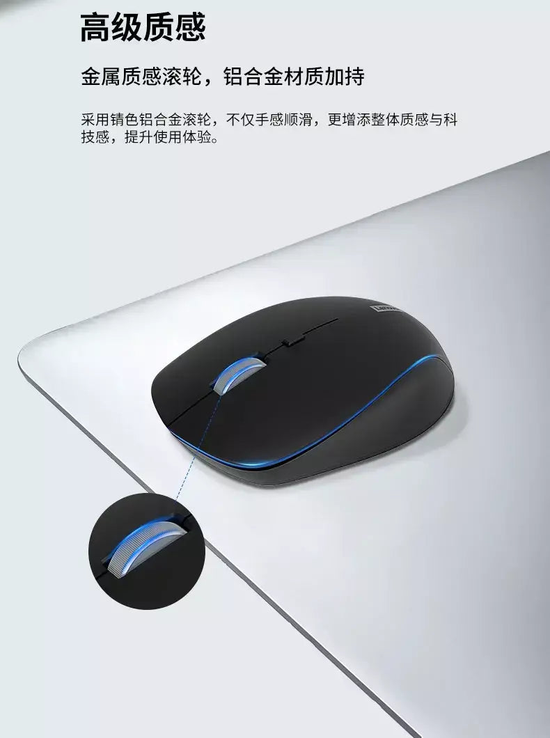 Mouse sem fio Lenovo Business Office Mouse silencioso Design ergonômico compatível com múltiplas plataformas Conexão 2,4g, fonte de alimentação de bateria seca de 1,5V, o produto não inclui baterias