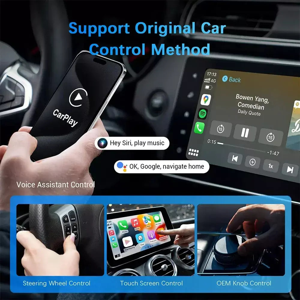 Carplay android auto adaptador sem fio para toyota mazda nissan camry suzuki subaru citroen audi mercedes kia ford opel spotify bt
