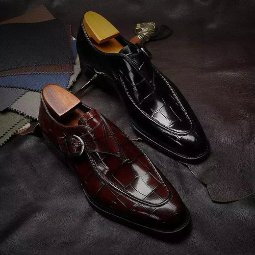 Sapatos de casamento masculino com fivela de couro mocassins da moda, sapato de vestido, biqueira quadrada, formal, elegante, de boa qualidade, casual