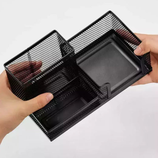 Suporte De Caneta De Metal Criativo, Organizador De Papelaria De Mesa, Suporte De Lápis, Rack De Armazenamento De Arquivo, Caixa De 3 Grelha, Acessórios De Escritório