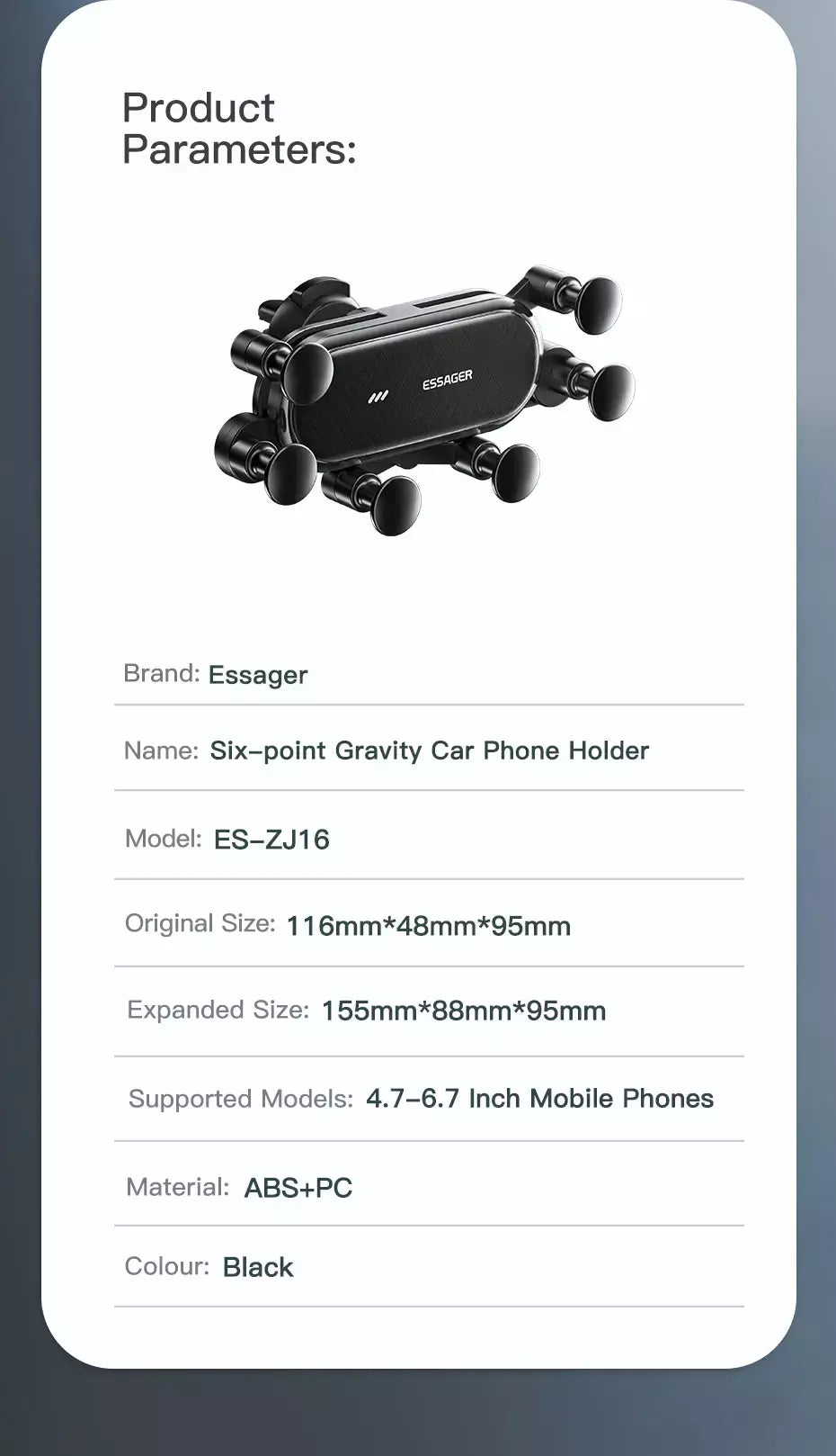 Essager gravidade suporte do telefone do carro clipe de ventilação de ar montar suporte do telefone celular no carro gps suporte para iphone 14 13 12 pro xiaomi