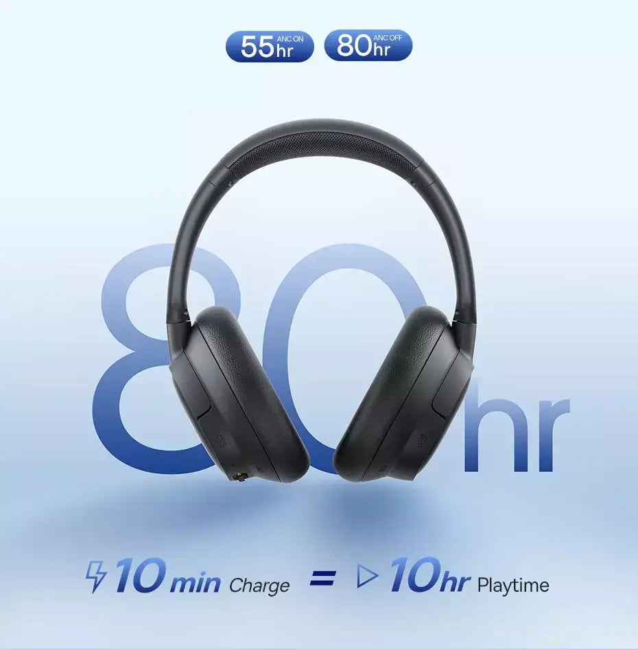Baseus EH10 NC ANC Fones de ouvido sem fio 45dB Fones de ouvido híbridos adaptativos com cancelamento de ruído Hi-Res LDAC Fone de ouvido Bluetooth 6.0 80 horas