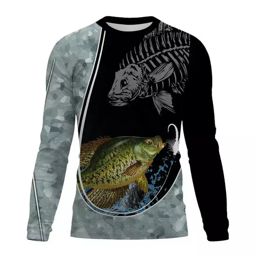 Camiseta de pesca impressa em 3D masculina casual roupas de manga comprida primavera e outono tops masculinos e femininos camiseta de manga comprida de pesca