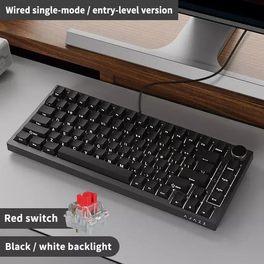 Ajazz ak820/ak820pro teclado mecânico para jogos 75% 82 teclas com fio modo único/bluetooth teclado gamer sem fio para laptop pc
