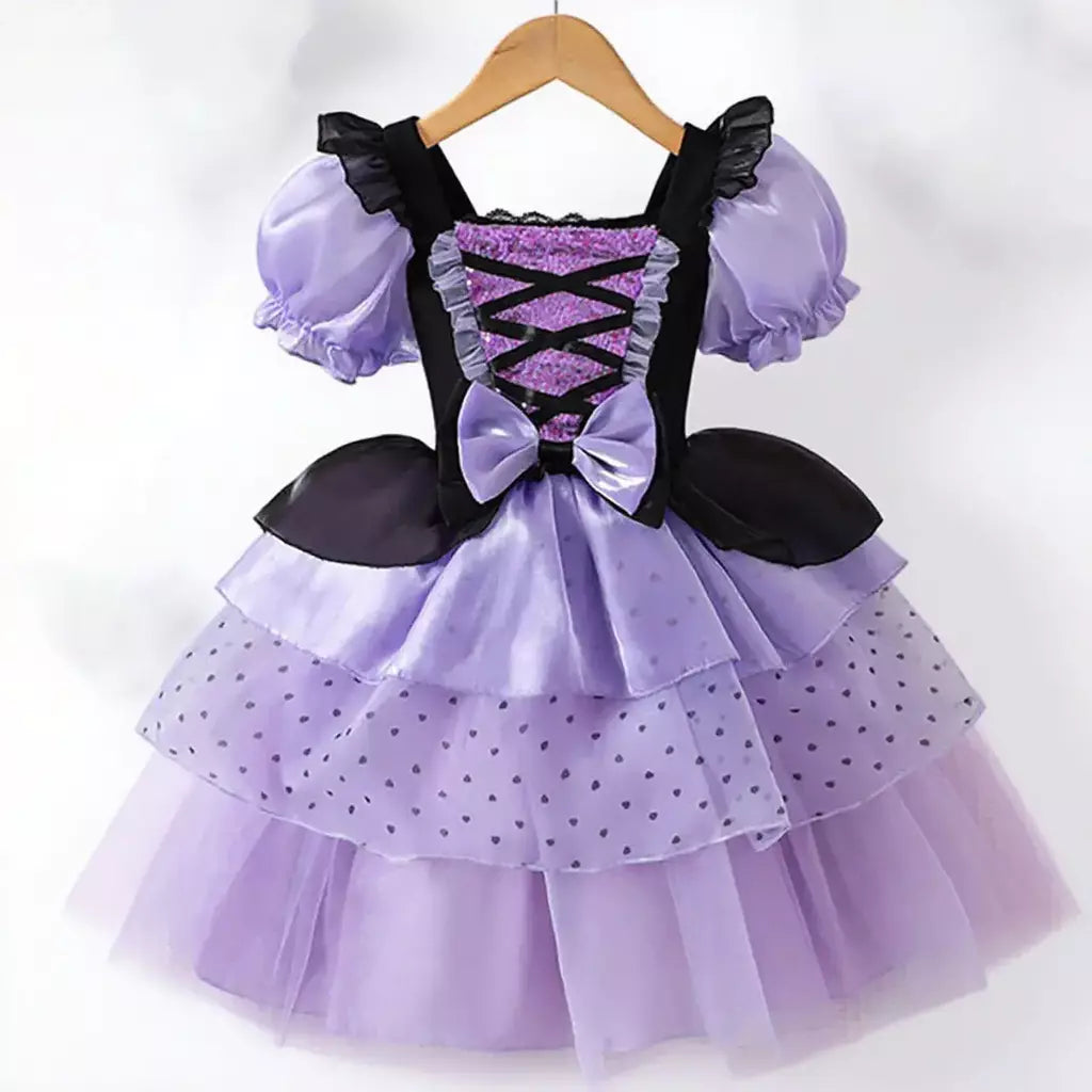 Vestido de menina de halloween vampiro vestido fofo para meninas crianças vestido de princesa roxo roupas legais lolita fantasia de festa de carnaval