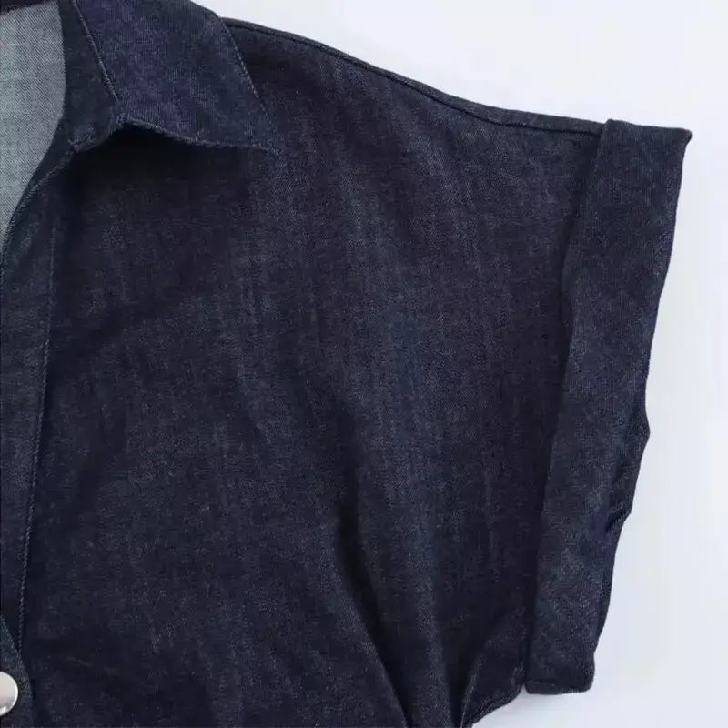 Vestido jeans feminino primavera verão casual vestidos longos para mulher 2026 nova moda ruched manga curta streetwear midi vestido