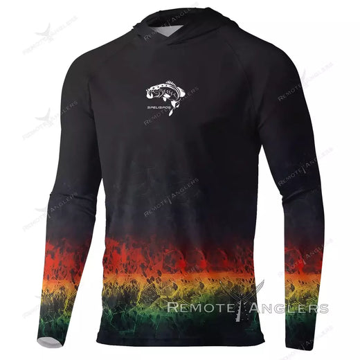 Camisa de pesca com capuz vermelho máscara roupas de pesca verão manga longa upf 50 secagem rápida respirável camisa proteção solar curto camiseta