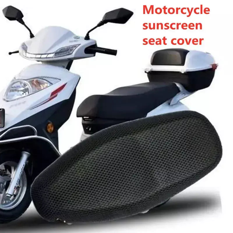 Capa de assento para motocicleta, tecido de malha 3d antiderrapante, assento de scooter, bicicleta elétrica, verão, design em favo de mel, ventilação