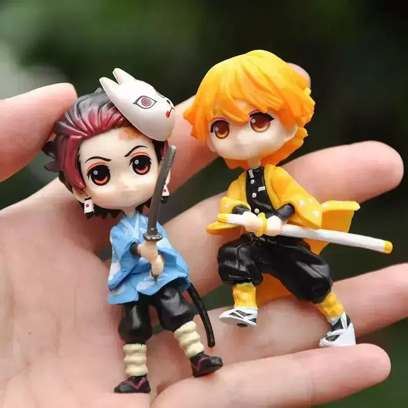 6 pçs/set 6cm Anime Demon Slayer Boneca Brinquedo Q Posket Kimetsu No Yaiba Kamado Tanjirou Kamado Nezuko Agatsuma Figuras de Ação Presentes