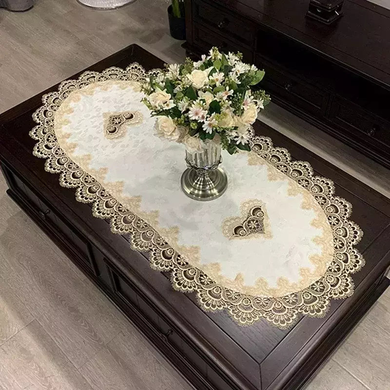 Toalha De Mesa Oval Bordada Europeia, Capa De Mesa De Renda, Toalha De Mesa De Chá, Gabinete De TV, Tampas Modernas para Decoração De Casa