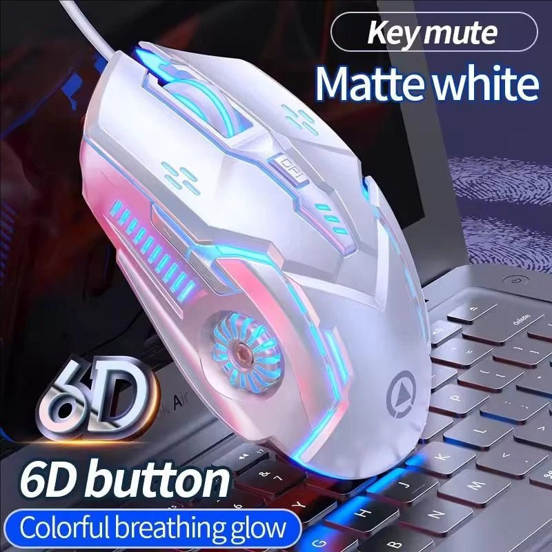 Mouse para jogos com fio RGB Mute Mause LED retroiluminado 3200dpi 6 botões G5 USB Mecânico Mause para PC Laptop Computador Gamer