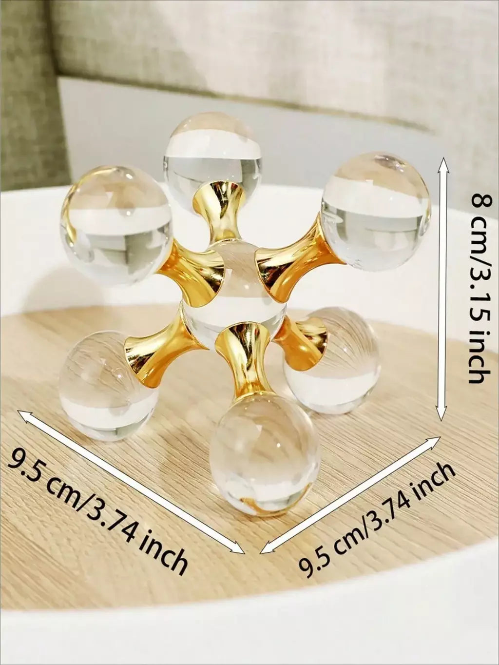 1pc cristal geométrico molecular bola castiçal, molécula de luxo cristal decorativo artesanato ornamento para desktop, sala estar &