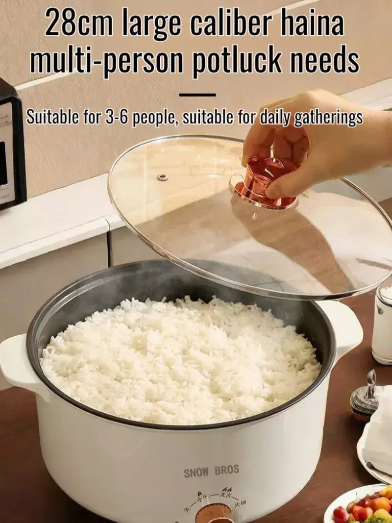 Pote de cozinha elétrico para dormitório estudantil, uso doméstico, panela quente multifuncional, panela elétrica pequena integrada, frigideira antiaderente