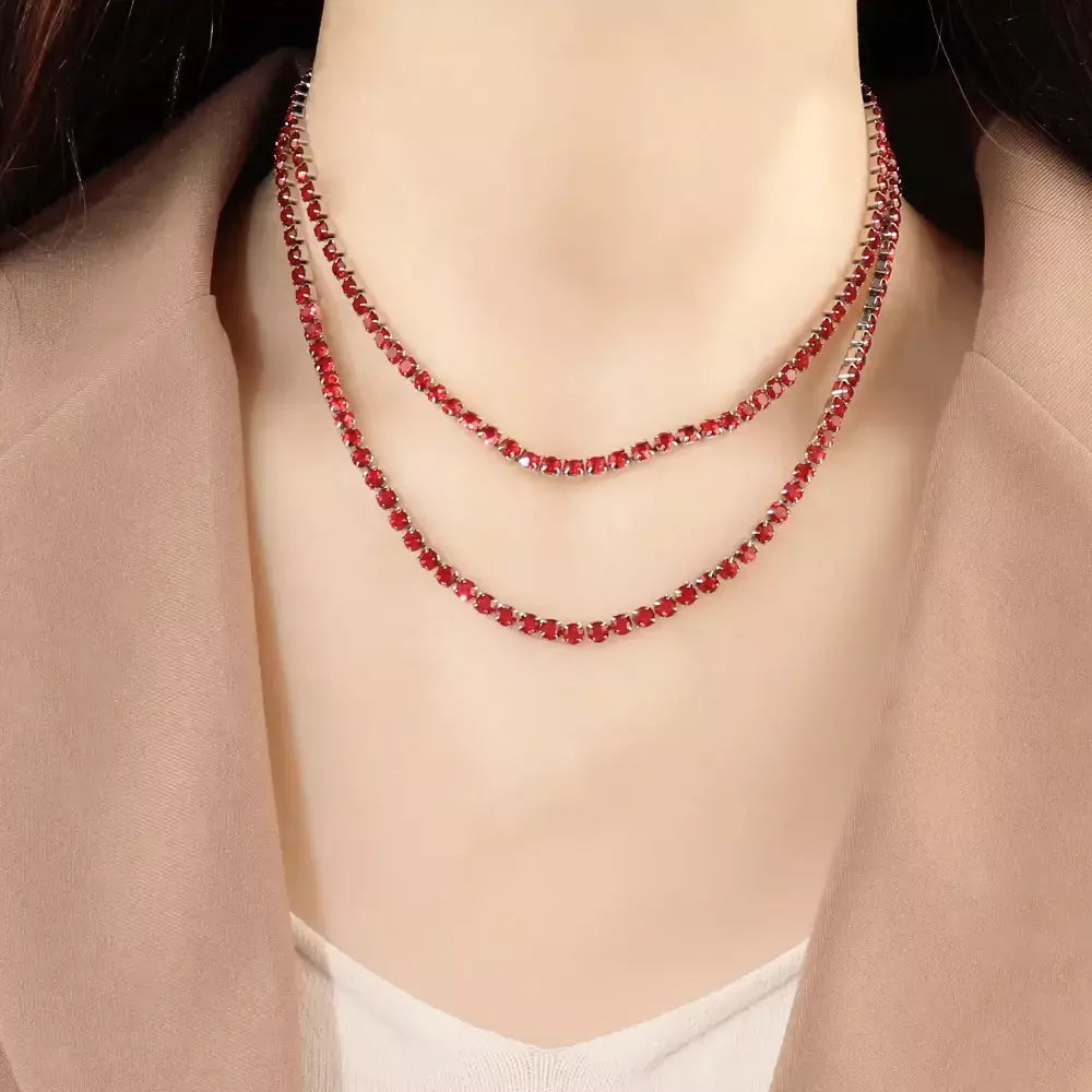 316l 4mm colar de aço inoxidável para mulheres hip hop tênis corrente colares cor cristal zircão gargantilha colar jóias