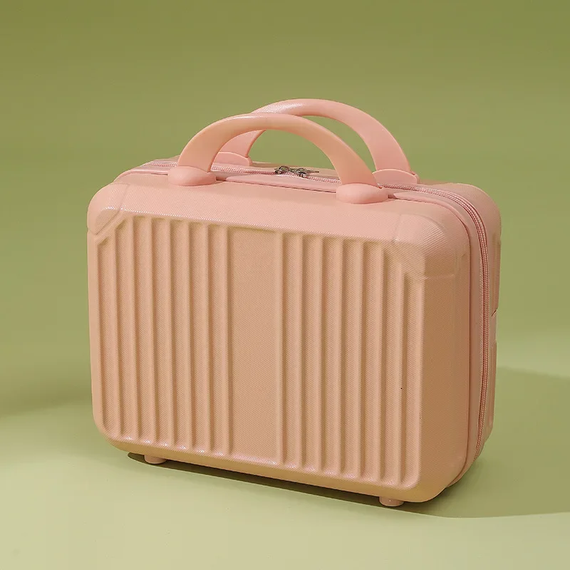 Mini caixa de maquiagem vintage, bolsa portátil de higiene pessoal, estojo pequeno para presentes cosméticos, caixa de senha compacta, 14";;VERDADEIRO;;"Estojo cosmético multifuncional de 14 polegadas,Branco com azul