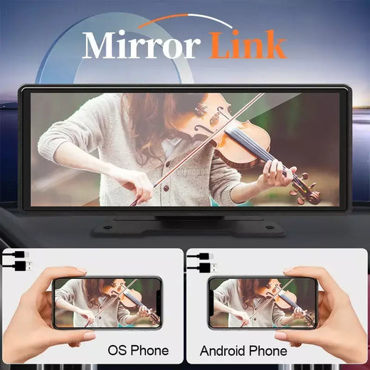 10.26 "rádio espelho do carro reprodutor de vídeo multimídia universal sem fio carplay android tela automática com bluetooth aux usb