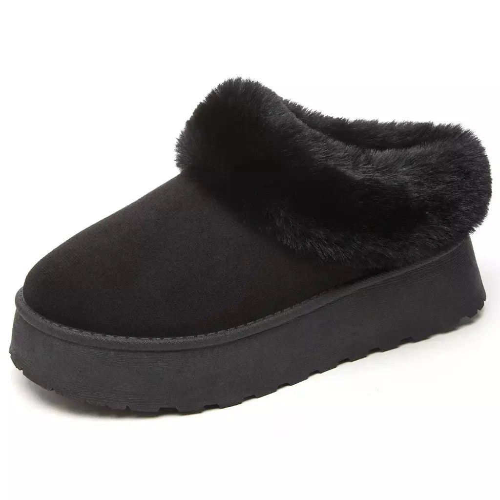 Botas de neve de fundo grosso feminino outono inverno novo estilo casual quente velo forrado pão sapato de algodão transfronteiriço