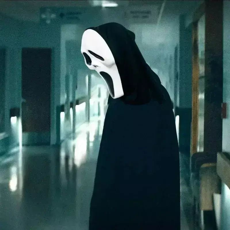 Látex grito ghostface máscara horror cabeça cheia máscara brincadeira cosplay traje filme assustador ghostface adereços decoração de casa fontes de festa