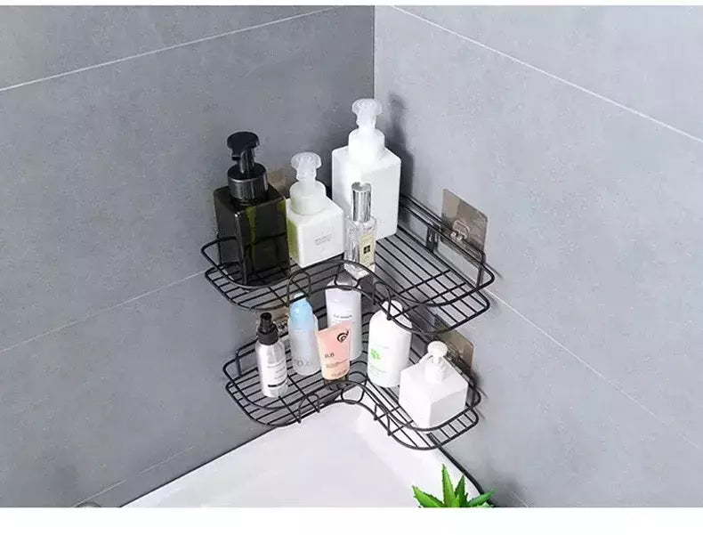 Prateleira De Banheiro De Parede, Prateleiras De Armazenamento De Canto, Suporte Do Shampoo, Rack Cosmético, Cesta De Dreno De Chuveiro De Ferro, Organizador Do Banheiro