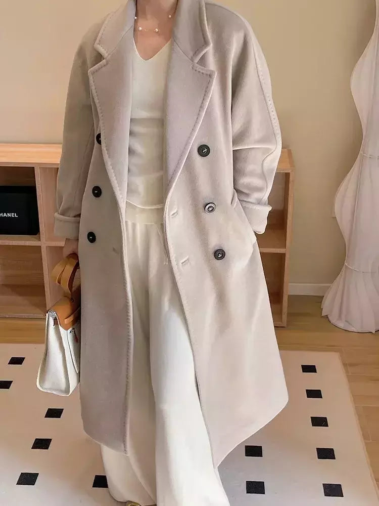Casaco de Cashmere Camel Classic, casaco de lã de comprimento médio, novo, 101801, outono e inverno